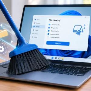 Laptop Disk Cleanup with Sweeping Brush